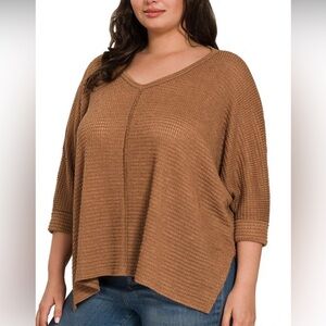 Zenana Outfitters Tan V-Neck Sweater
